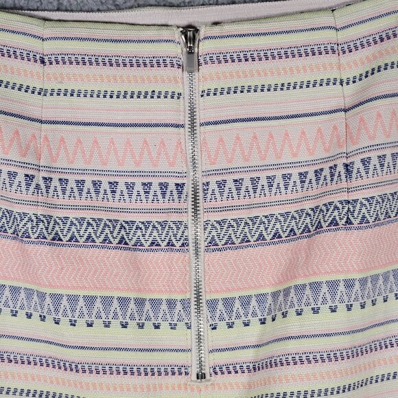 Tribal Southwest Textured Mini Skirt Zip Multicolor Stripes Cotton Fabric NWT - Picture 4 of 15